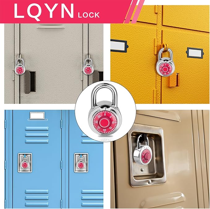 Combination Lock, LQYN Standard Dial Combination Lock, Pack of 48; Red Turnplate, 2 in. Wide, Fixed Three Digital Combination, for School, Gym & Locker, Toolbox, Gate