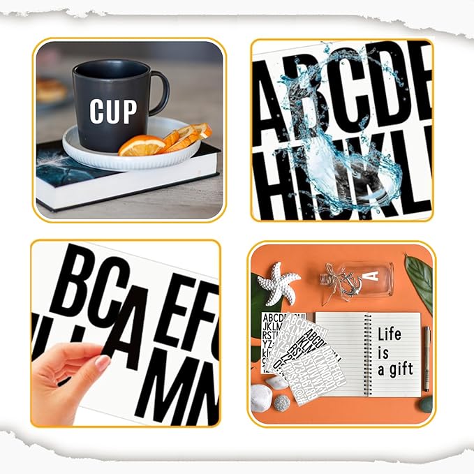 10 Sheets Vinyl Letter Number Stickers, Self-Adhesive Alphabet Stickers, Waterproof Mailbox Number Sticker Letters for Mailboxes,Door,Cars,Boats, Address Signs (Black, 2 inch)