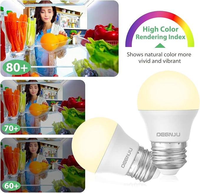 LED Refrigerator Light Bulb, 40W Equivalent, 120V, Fridge Light Bulb 2700K Soft White, A15 Appliance Bulb 5.5W for Freezer, 650LM, E26 Standard Base, 120V, Non-Dimmable, 6 Pack