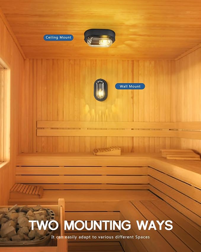 FEMILA 8.5" Oval Bulkhead Light, Modern Exterior Wall Sconce, 2 Pack Outdoor Wall Light & Ceiling Flush Mount, Ripple Glass, IP44 Waterproof, Front Porch Light for Patio/Garage/Entry, 4FYX104F-2 BK SW