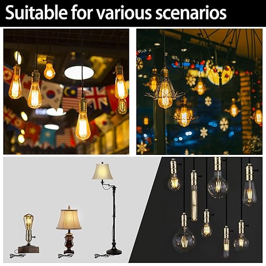 Lamp Socket Replacement, E26 Threaded Base, Turn Knob for Low-Medium-High Light Settings 2 Way (Gold)