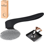 Cast Iron Cleaner Scrubber with Long Handle- Welded Fine Chain Mail Scrubber Cleaning Kit- Metal Brush Chainmail Scrubbing Sponge to Clean Skillet, Dishes, Griddle, Wok, Dutch Oven Scrub