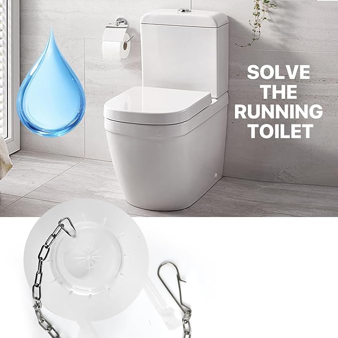 Universal Toilet Flapper Replacement Kit, 2 Inch Toilet Tank Flapper with Stainless Chains, Designed for American Standard Kohler Toto Gerber Toilet, Heavy duty Silicone Stopper Water Saving