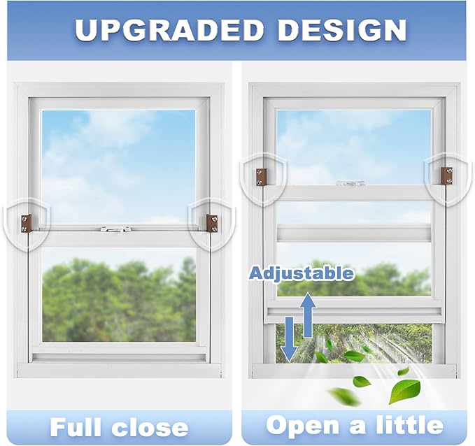 Window Locks for Sliding Windows - Sliding Window Lock Security with Keys - Adjustable Sliding Door Lock - Without Drilling Easv to Install Child Locks for Sliding Door,Patio Door(10 Sets Brown)