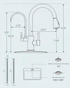 FORIOUS Kitchen Faucets with Water Filter, 2 in 1 Stainless Steel Pull Down Sink Faucet and Purfied Water Faucet High Arc Single Handle with Detachable Deck for 1 or 3 Hole, Brushed Nickel