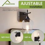 Vanity Bathroom Light, 1-Light Bathroom Light Fixtures Over Mirror, Black Vanity Lights for Bathroom with Clear Glass, Modern Wall Lamp for Cabinet Hallway, Bedroom