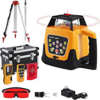 Automatic Self Leveling Rotary Laser, 500m Red Laser Survey Level with Tripod Aluminum Grade Rod, 360 Degree Rotating Horizontal & Vertical Laser Level Kit, Transit Level for Construction