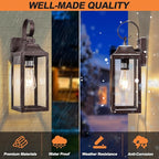 2 Pack Outdoor Light Fixtures, 15 Inch Oil Rubbed Bronze Exterior Wall Sconces Waterproof, Large Outside Lights for House, Modern Wall Lanterns Clear Glass