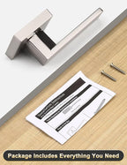 2 Pack Dummy Door Handles Brushed Nickel for Left Hand and Right Hand, Mordern Square Closet Hallway Door Knobs, Non-Turning Single Side Pull