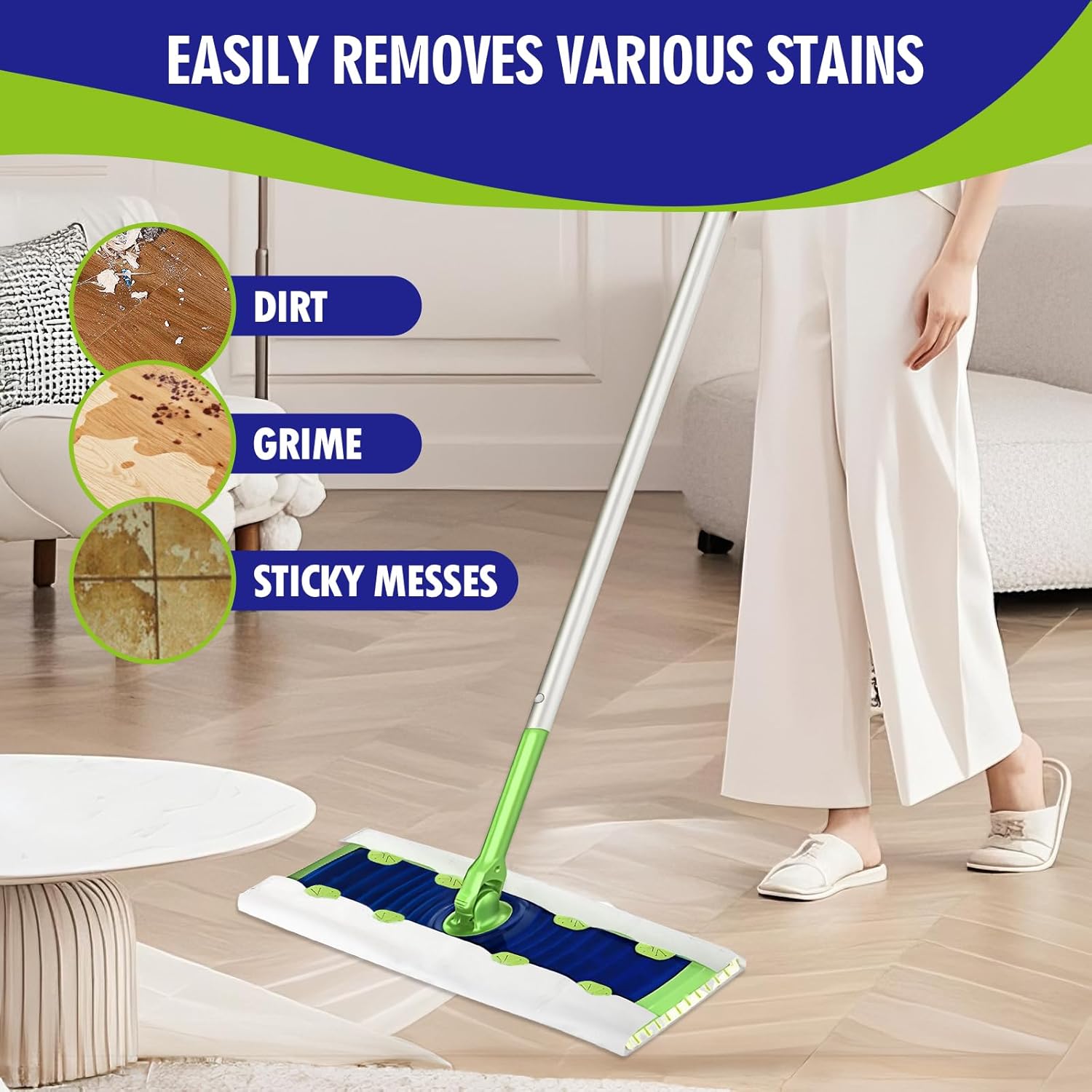 30 Count Heavy Duty Wet Mopping Cloths Refill Compatible with Swiffer Sweeper XL Mop, Disposable Wet Pads Refill X-Large Size for Multi-Surface Floor Cleaning, Unscented