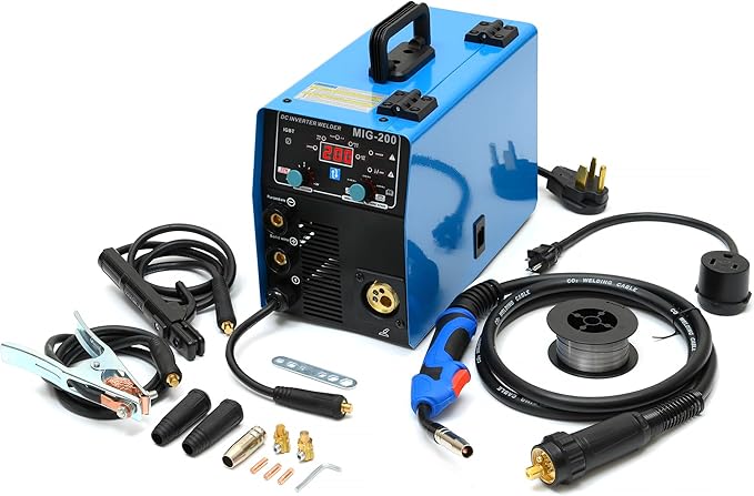 MIG Welder, 200Amp 4 in 1 Gas MIG/Gasless Flux Core MIG/Stick/Lift TIG Multi Process Welding Machine