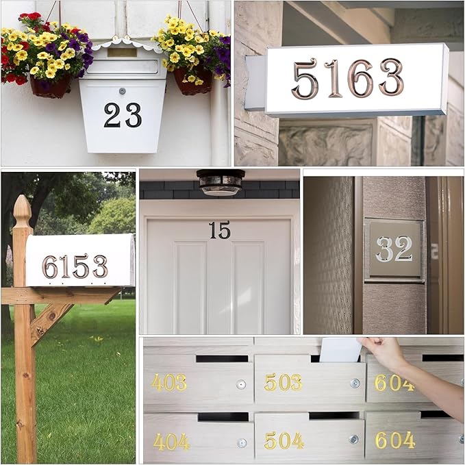 10Pcs Mailbox Numbers for outside 0-9, 2.75 inch 3D Self Adhesive Street Address House Door Numbers Signs for Apartment,Office,Cars,Mailboxes (Silver)
