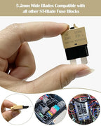 Standard Blade Car Fuse 5A Resettable Automotive Fuse ATC ATO Manual Reset Fuses Manual-Reset Blade Circuit Breaker for Boat Truck SUV Motorcycle 32VDC Fuses Assortment Kit