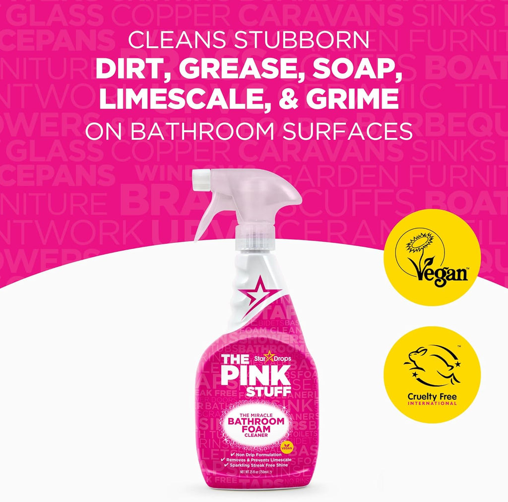 Stardrops - The Pink Stuff - The Miracle Bathroom Foam Cleaner 750ml 3-Pack Bundle (3 Bathroom Foam Spray)