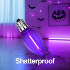 C7 Replacement Bulbs, Dark Purple LED Halloween Lights, Christmas Light Replacement Bulbs for Xmas Tree Patio Holiday Party Prom Wedding Decor, E12 Candelabra Base -10 Pack