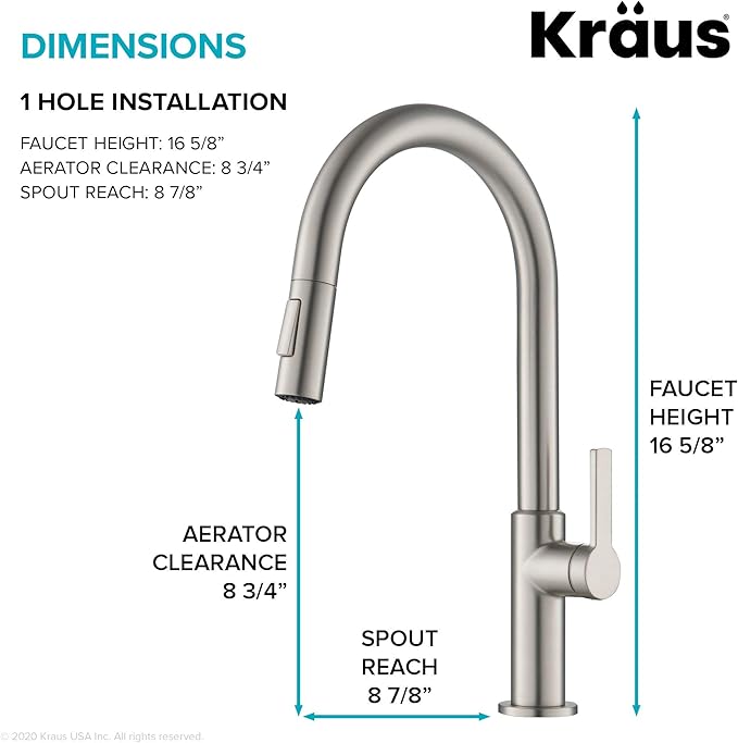 KRAUS Oletto Single Handle Pull Down Kitchen Faucet in Spot Free Stainless Steel, KPF-2820SFS