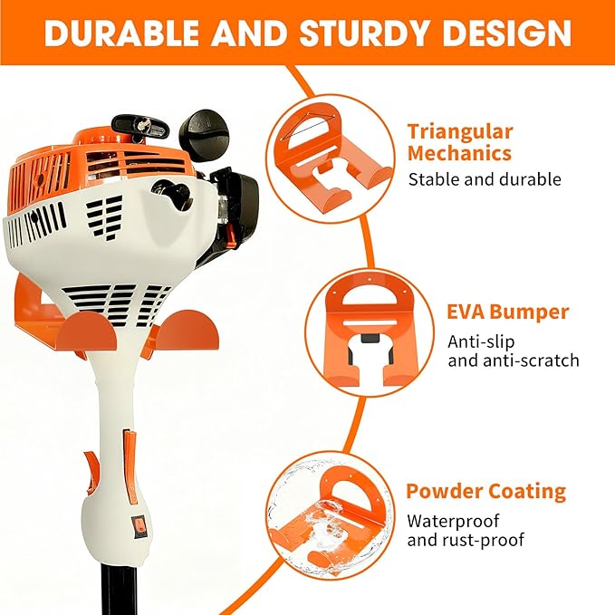 Weed Eater Hanger, Garage Organizer Trimmer Rack Wall Mount, Garden Power Tool Holder Garage Hooks for Grass Trimmer, Hedge Trimmer, Leaf Blower and Chainsaw Storage, 1 Pack