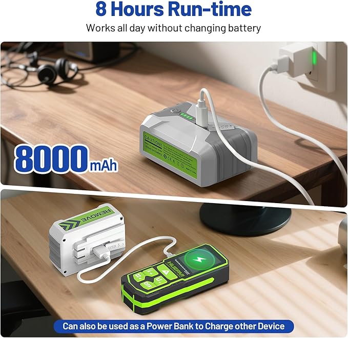 HueparPro Laser Level 360 Self Leveling, 4x360°Green Cross Line Laser Tool with Remote Control & 8000mAh Rechargeable Li-ion Battery, High Accuracy 4D Laser for Construction, Magnetic Bracket -ZK04CG