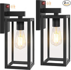 BesLowe 13" Upgraded Motion Sensor Outdoor Wall Lights, 2-Pack Dusk to Dawn Porch Light Outdoor Wall Sconce Lanterns, 3 Lighting Modes Exterior Lighting Fixtures, Black Outside Lights for House Garage