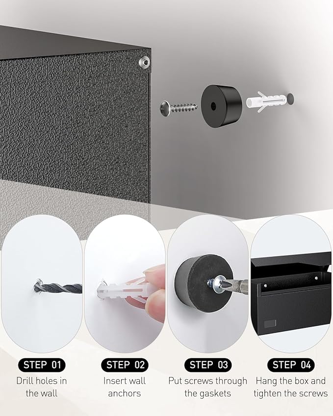 Uniclife Mailboxes for Outside, Wall Mount Mailbox with Flag and Mailbox Number Stickers, Large Metal Mail Box for House, Modern Post Box for Outdoor Office Home, (No Locking Mechanism)