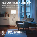 Linkind A19 LED Light Bulbs Dimmable, 60W Equivalent Light Bulbs, E26 Base, 5000K Daylight, 9.5W 840 Lumens 120V, UL Listed FCC Certified, LED Lights for Bedroom Living Room Home Office, 12 Packs