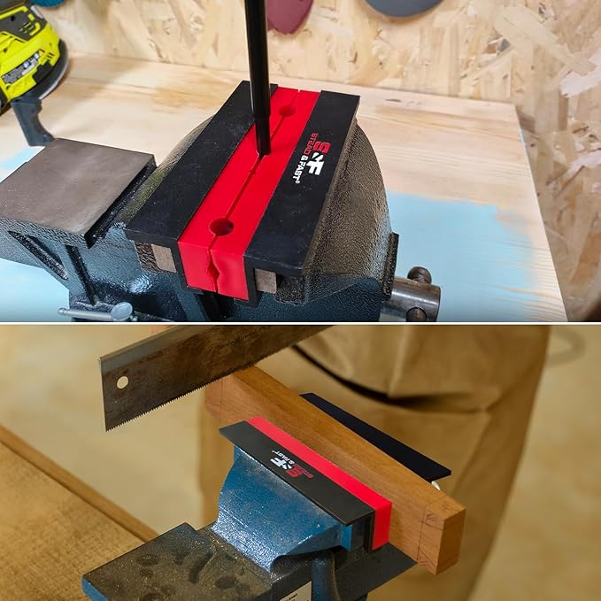 S&F STEAD & FAST 4.5" Soft Jaws for Bench Vise with Z Holder, 2 Pairs, Strongly Magnetic Vise Jaw Pads, TPU, Multi-groove and Textured Inserts, for Clamping, Woodworking, Metal, Plastics