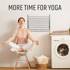 Smartsome | Wall Mounted | Clothes Drying Rack | 30" Wide | 20 Linear Feet Capacity | 8 Smooth Round Stainless Steel Rods | 60 lb Capacity | Fully Assembled | Compact Sturdy Space-Saving Design