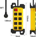 Heavy Duty Power Strip 8 Outlets - Surge Protector 2700J with 10FT Long Extension Cord, Industrial Metal Powerstrip 15Amp, Wall Mount Plug for Garage Workshop Outdoor Home Office, Wide Spaced (10ft)