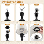 UL Listed E26 Light Socket Replacement,with 2 Lamp Shade Rings,2 ON/Off Turn Knob Types (Short/Long),Other Repair Parts. Fits Table Lamps, Floor Lamps and Light Fixtures,Black (2)