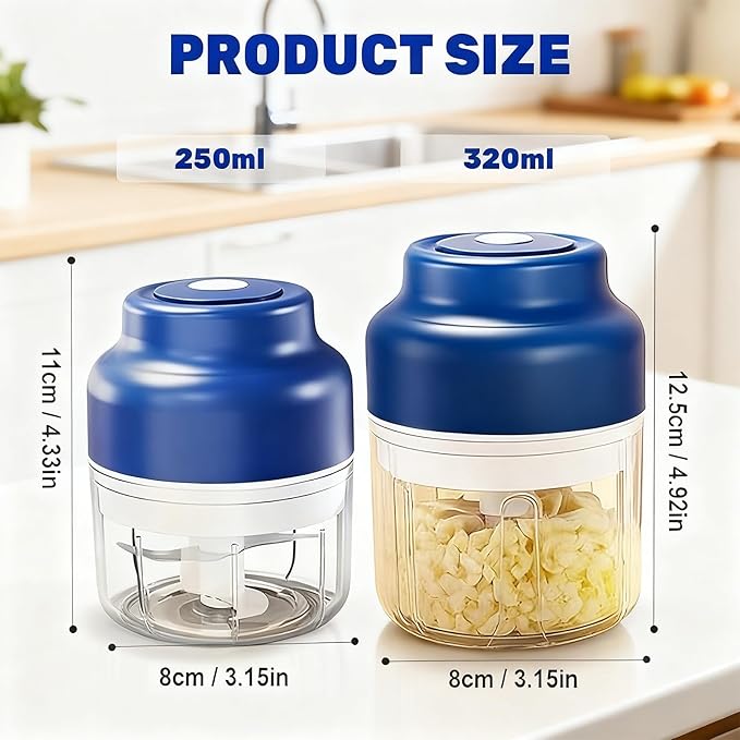 Electric Garlic Chopper, 2025 New Mini Portable Veggie Chopper, Garlic Grinder Masher Rechargeable, Wireless Food Processor for Ginger, Chili, Fruit, Meat (Purple, 320ML)