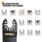 FEWELL 20PCS Titanium Oscillating Saw Blades, Universal Multitool Blades for Hard Materials, Metal, Wood, Plastic, Nails Fits Most Tools