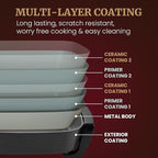 Elite Gourmet EG2615 15" x 12" x 4” Electric Skillet, Durable Xtra Deep Dish, PFAS Free Ceralast™ Ceramic Non-stick, 1500W Rapid Heat, Tempered Glass Vented Lid, Dishwasher Safe, 12.5 Qt., Black/Gray