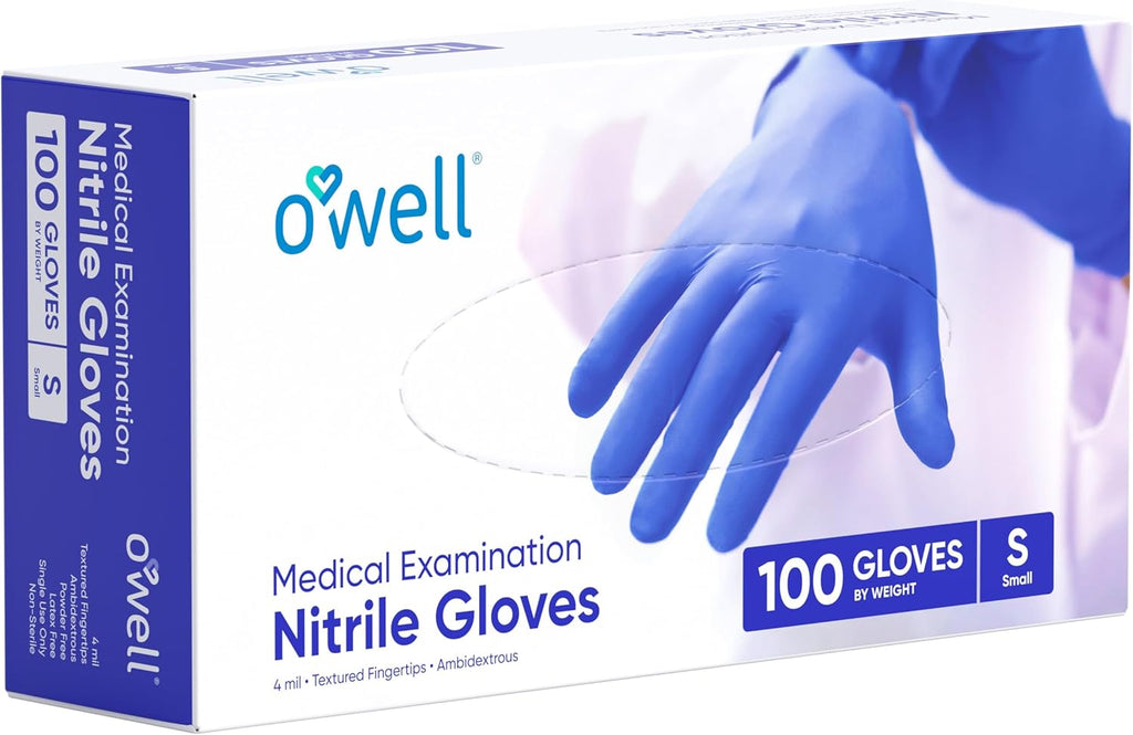 OWELL® Blue Medical Exam Nitrile Gloves – 4 Mil, Powder-Free, Latex-Free, Chemo Rated, Drug Resistant Disposable Gloves