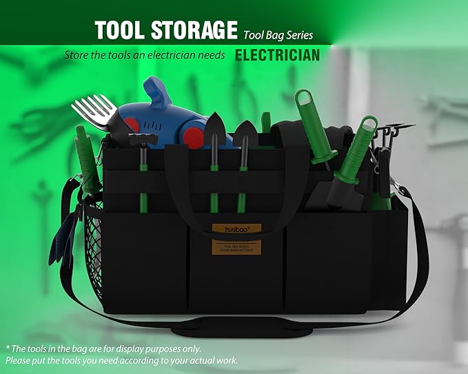 15 Inch Tool Bag, Utility Tool Tote Bag with Shoulder Strap for Organizing Electrician, Cleaning, Gardening Tools, Tool Storage Bag Convenient Storage and Access to Tools