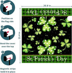 Kawani St Patrick's Day Magnetic Mailbox Covers Green Shamrock Lucky Clovers Mailbox Covers Magnetic Standard Size 25.5x21 Inch St Patricks Day Post Letter Box Cover for Garden Yard Decor