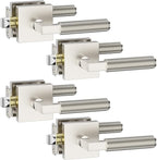 Asidrama 4 Pack Brushed Nickel Passage Door Handles, Door Lever with Door Knobs Indoor for Bedroom or Bathroom, Heavy Duty Door Handles Interior with Locks for Left Right Sided Doors