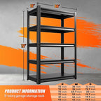 72 ”H Garage Shelving Heavy Duty, Garage Storage Shelves 2500LBS Industrial Shelving Unit, Adjustable Metal Shelving, Steel Garag Organizer, Rack Shelf for Basement, 72 ”H×36”W×12”D