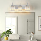 Crystal Vanity Lights Chrome 3 Light Modern Vanity Light for Bathroom