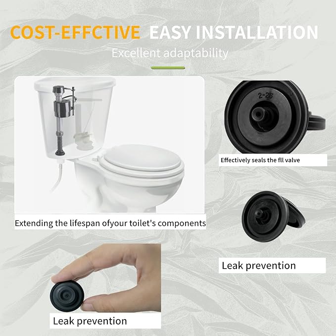 Toilet Fill Valve Seal Kit, Compatible with Kohler 83143 and Compatible with Fluidmaster 200, 242, 400, 747 Fill Valves, 2 Pack Replacement Seals for Toilet Tank Repair