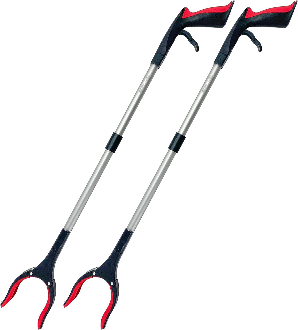 2-Pack Reacher Grabber Tool, Foldable Trash Picker Grabber, Trash Gripper, Garden Nabber, Litter Picker, Extended Grabber（Red/Red)