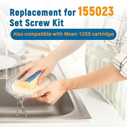 10-Pack 155023 Screw Kit Replacement for Moen | 304 Stainless Steel Set Screw Kit | Includes Wrench for Kitchen Faucet Handle Repair & Faucet Replacement Parts