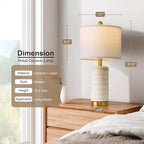 PoKat Small Bedside Table Lamps with USB Ports for Bedroom, 21.5'' White Nightstand Lamps for Night Stands, Modern Ceramic Bedroom Lamps for Living Room End Table, White and Beige