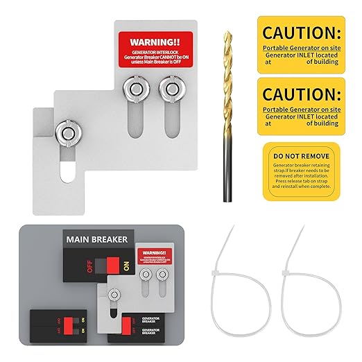 Generator Interlock Kit Compatible with Square D QO or Homeline 100 or 125 Amp Panels, Interlock Kit with 3/4 to 7/8 Inches Spacing Between Main and Generator Breaker