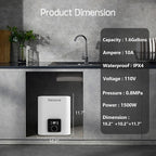 1.8 Gallon Electric Mini Tank Water Heater, 110V 1500W Point of Use On Demand Under Sink Instant Hot Water Heater for Home Kichen Bathroom