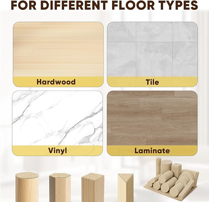 BALEINE 141PCS Felt Furniture Pads, Multi-Size Felt Pads for Chair Legs, Tables, Beds, Scratch-Reducing Floor Protectors for Hardwood Floors, Tile, Vinyl, and Laminate (141PCS, Beige)