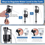 16 Pieces Adjustable Toilet Fill Valve Replacement Kit with Gloves, Quiet Toilet Flush Valve for Tank and Bowl, Universal Toilet Valve Replacement Set (8–13 in, G15/16")