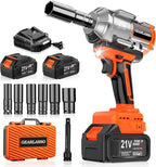 1600Nm(1200Ft-lbs) High Torque Cordless Impact Wrenches 1/2" Brushless Impact Gun Wrench with 2 x 4.0Ah 21V Batteries, 6 Sockets, Extension Bar, Variable Speeds for Home/Car/Truck/RV/Mower