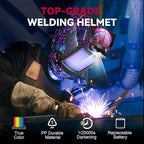 ARCCAPTAIN 3.94" x 3.66" Auto Darkening Welding Helmet, Solar Powered True Color Welding Hood, 1/1/1/1 Top Optical Clarity Welder Helmet, 4 Arc Sensor Wide Shade 4/5-9/9-13 for Stick MIG TIG Cut