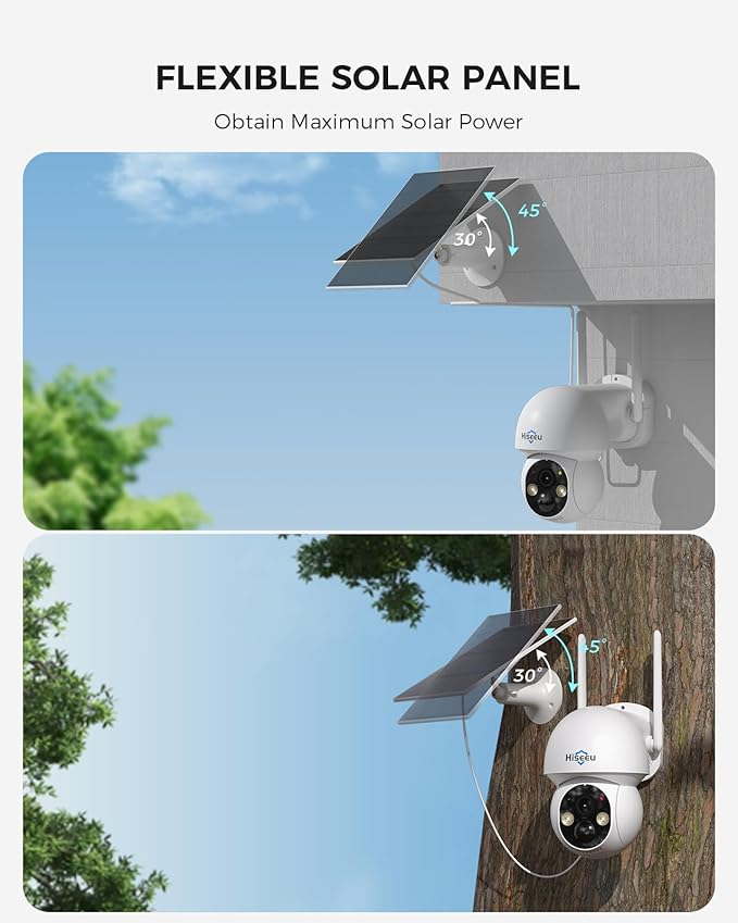 Hiseeu Solar Camera Wireless Outdoor, Home Security Camera System, 2.4G & 5G WiFi, Solar-Powered 4MP 6 Cam-Kit, Color Night Vision, 360° View, Pan & Tilt, 1TB HDD, No Subscription