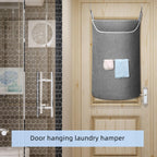 X-Large Hanging Laundry Hamper Bag, Door Hanging Hamper with Front Pocket Dirty Clothes Hanging Laundry Bag Large Size 35X22 inch Door Laundry Basket (Grey)